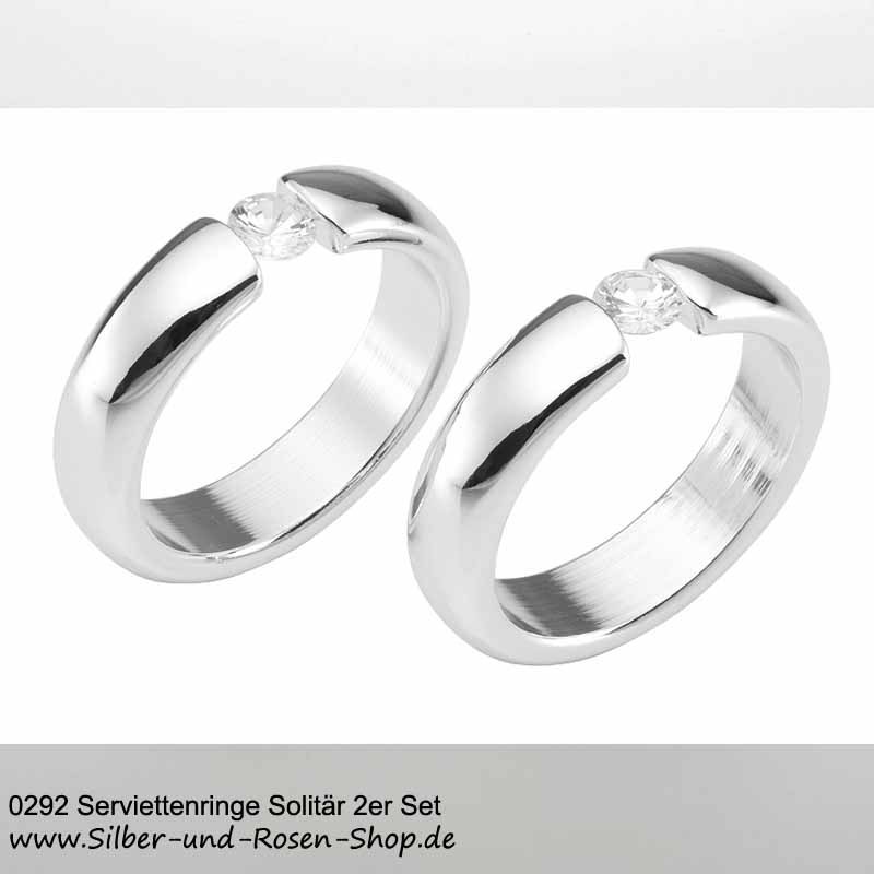 Serviettenringe 2er Set Solitär Paar Dekoration Hochzeit Geschenk Silber Deko 