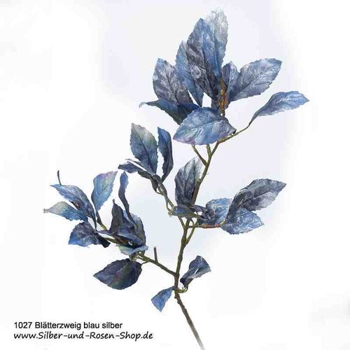 Blätterzweig Blau Grün Silber künstlich