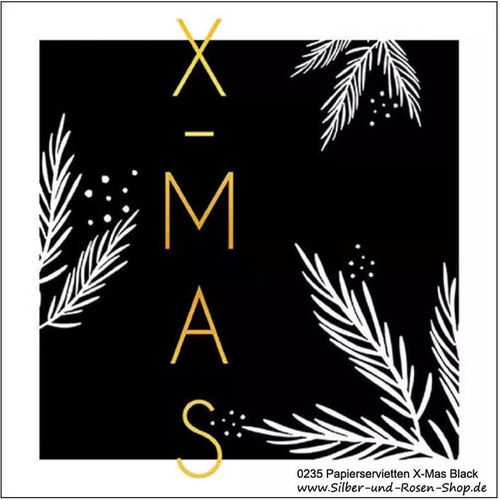 Papierservietten X-Mas Black Weihnachten schwarz-gold
