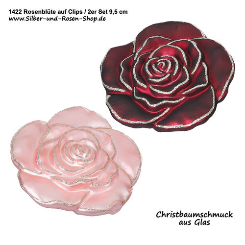 Große Rosenblüten auf Clip 95 mm / 2er Set