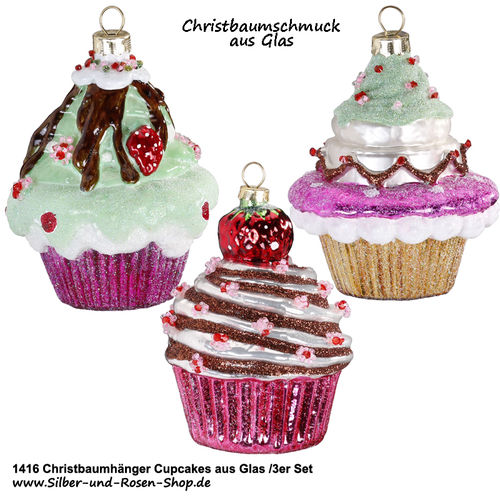 Christbaumschmuck Cupcakes aus Glas